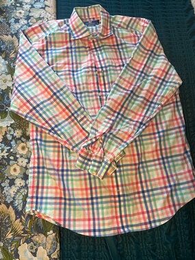 Vineyard Vines Multicolor Plaid Button-Down Shirt with Pink, Blue, Green, white